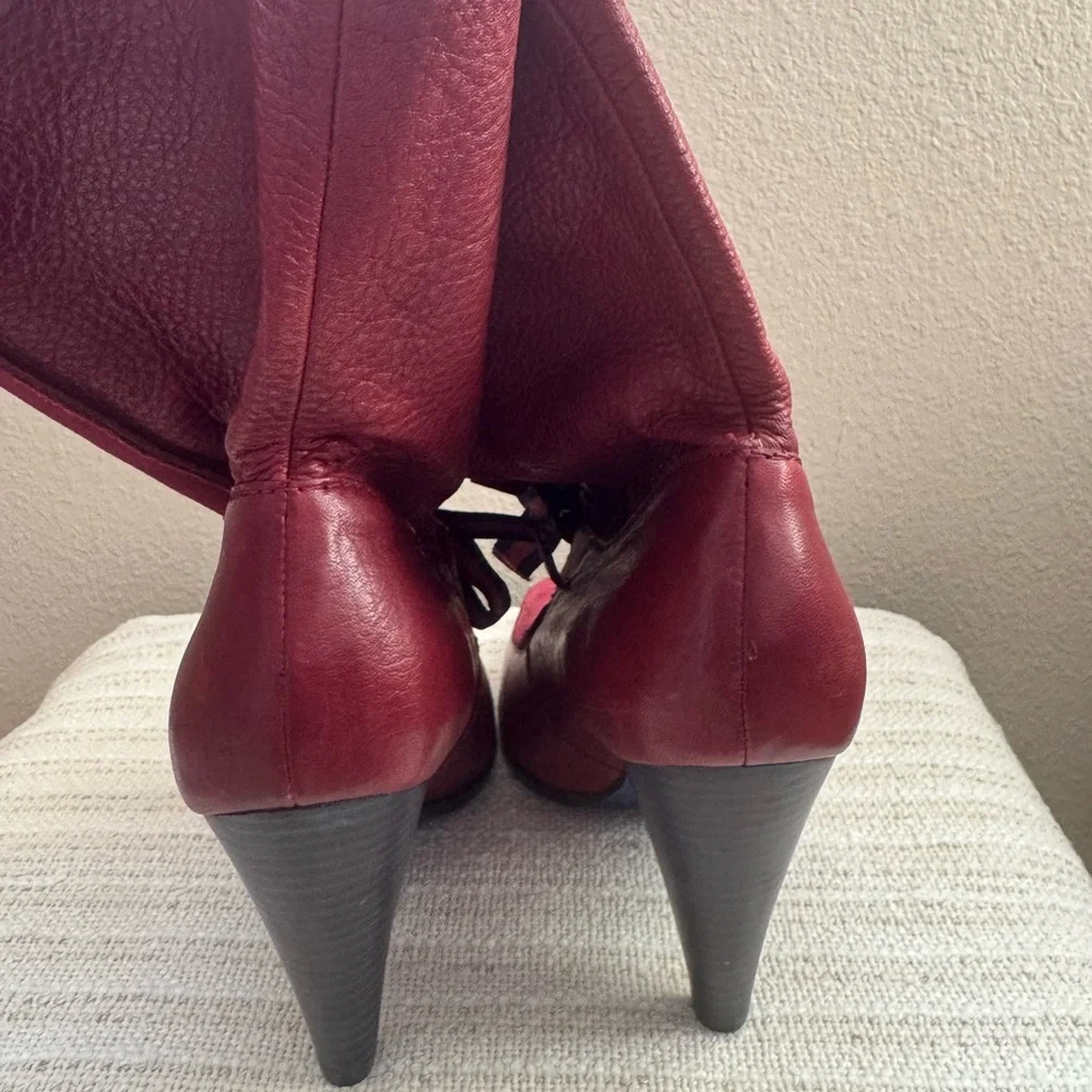 Poetic License Red Lace Up Boots - Picture 4 of 9